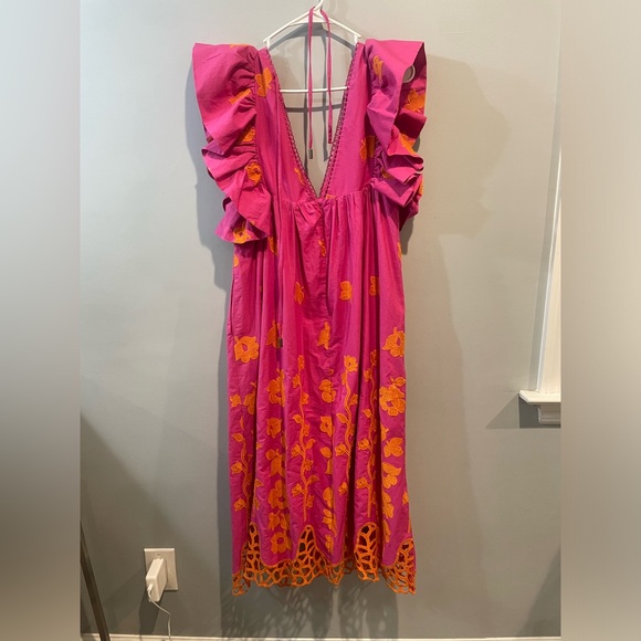 Anthropologie V-Neck Ruffle-Sleeve Babydoll Midi Dress - Picture 5 of 5